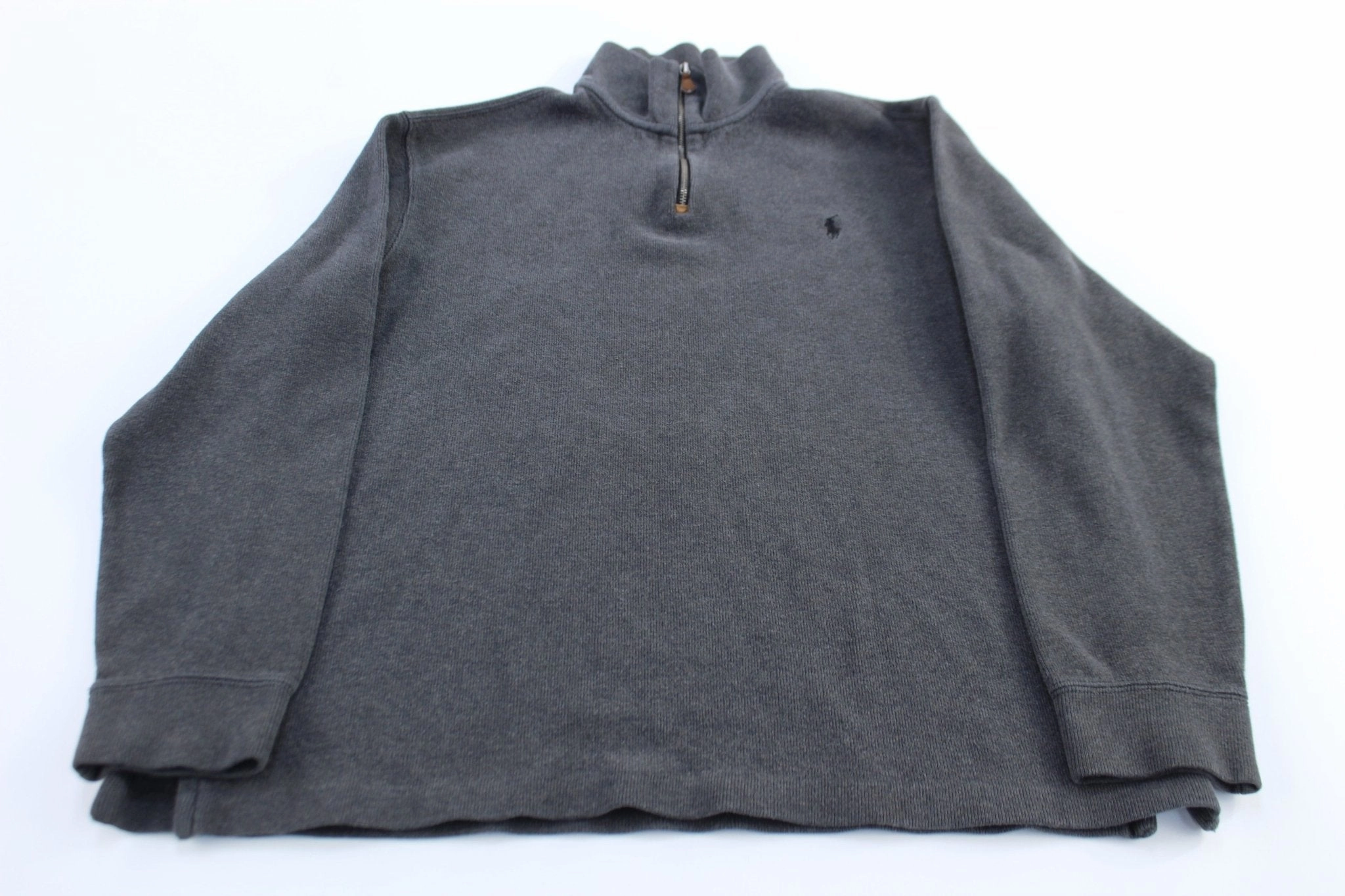 Polo by Ralph Lauren Embroidered Logo Grey Quarter Zip Sweater product neon energy Running Gear