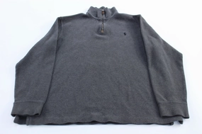 Polo by Ralph Lauren Embroidered Logo Grey Quarter Zip Sweater product neon energy Running Gear