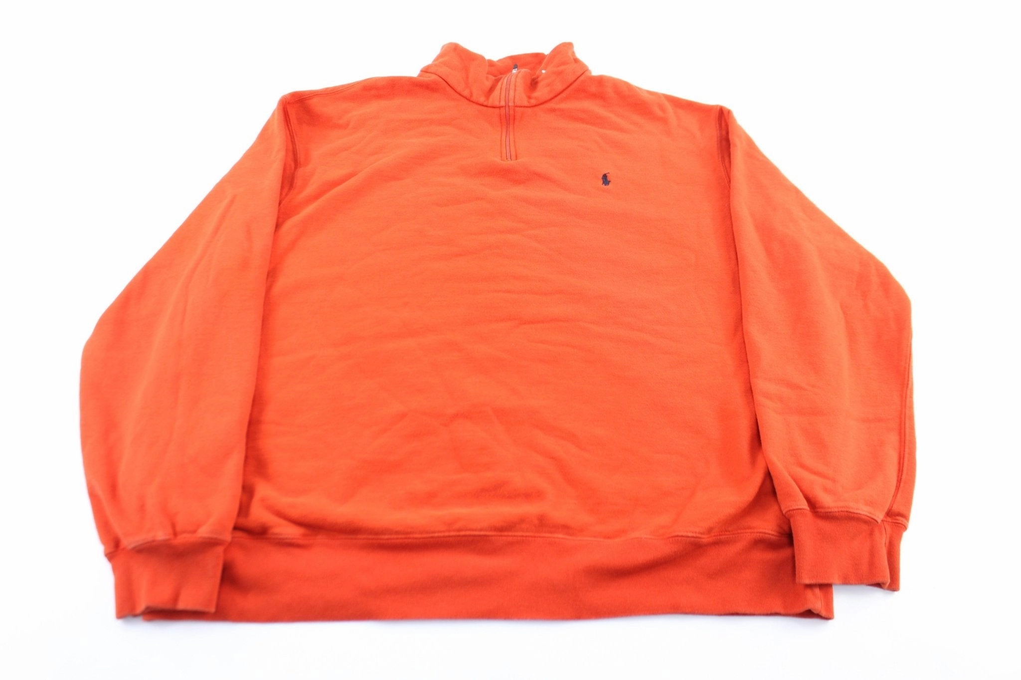 Polo by Ralph Lauren Embroidered Logo Orange Zip Up Sweater Scoop neck