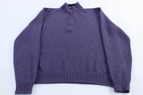 Polo by Ralph Lauren Embroidered Logo Purple Quarter Zip Sweater wrinkle free Street Relaxed