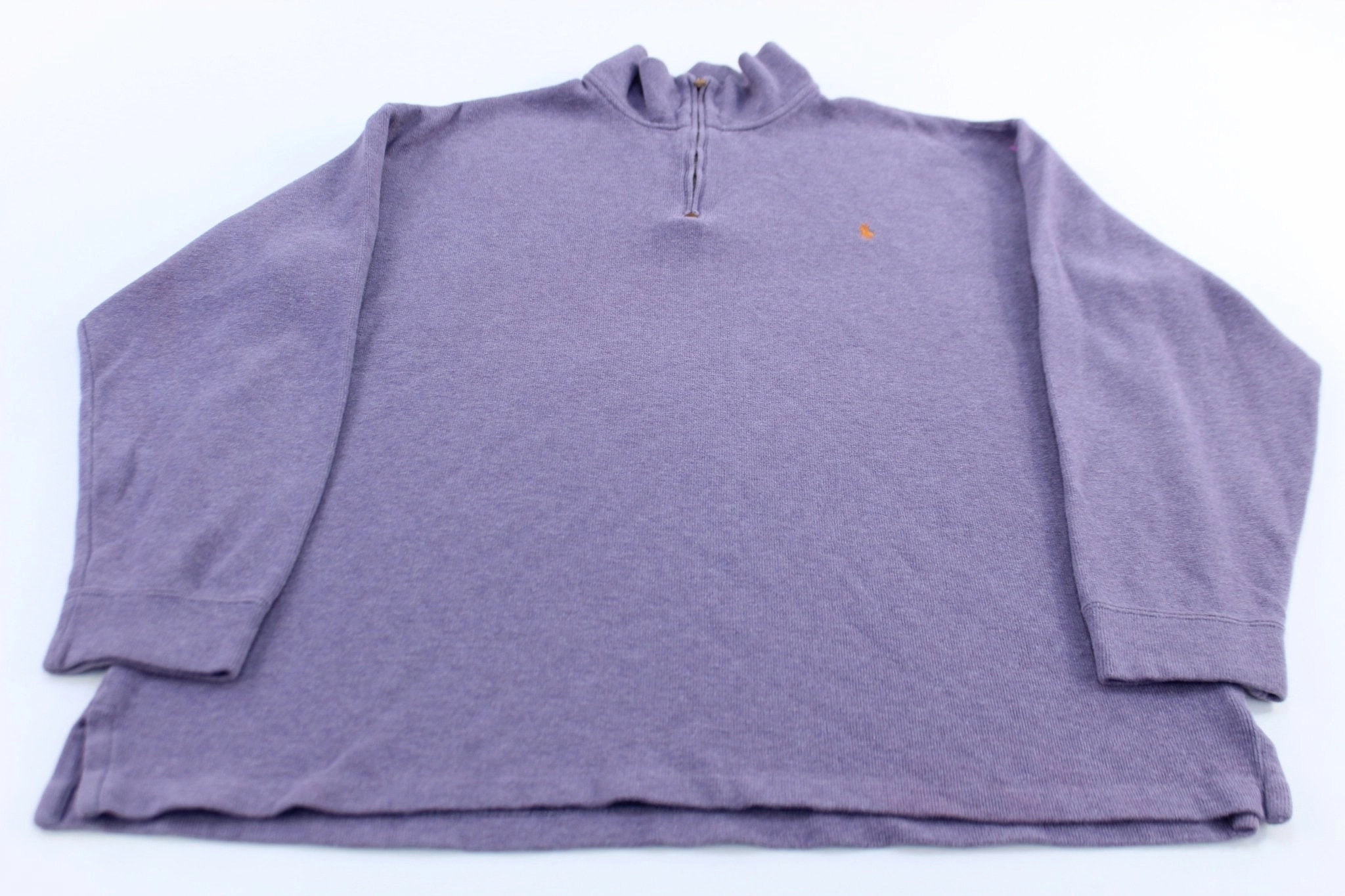 old people Earth Tones Polo by Ralph Lauren Embroidered Logo Purple Quarter Zip Sweater