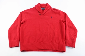 Fitted Shape Chill Style Polo by Ralph Lauren Embroidered Logo Red Sweater