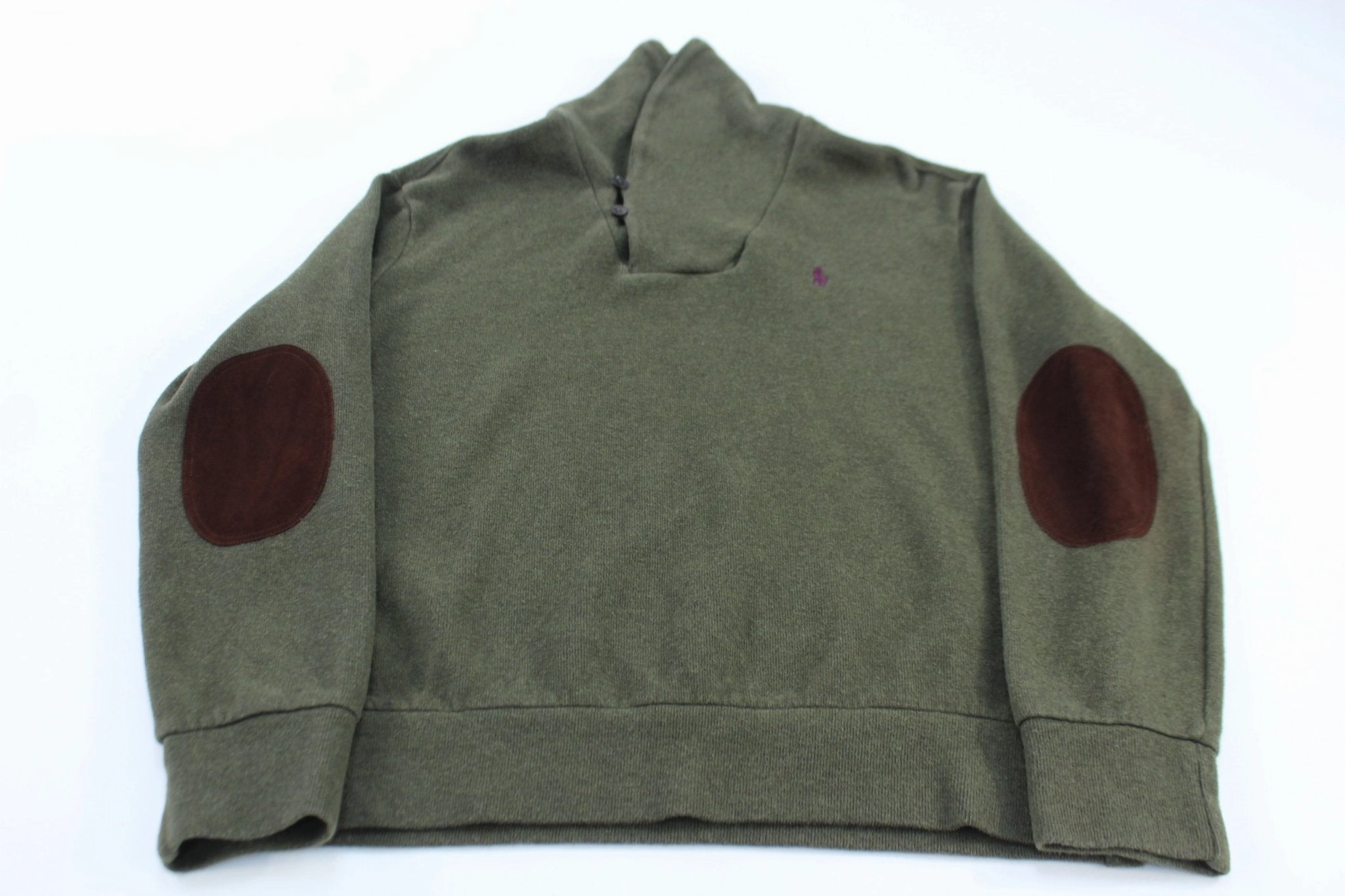 Outdoor Fit Breathable wear Polo by Ralph Lauren Green Elbow Patch Pullover Sweater