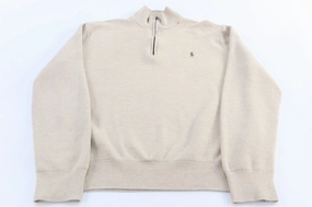 Polo Ralph Lauren Embroidered Logo Beige Quarter Zip Sweater product metallic glamour