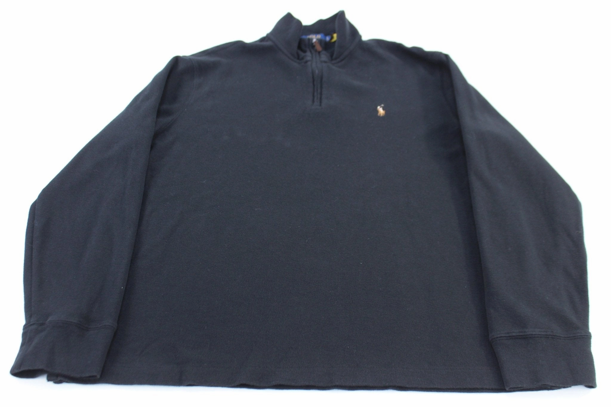 Polo Ralph Lauren Embroidered Logo Black Quarter Zip Sweater Thermal Lining Versatile Outfit