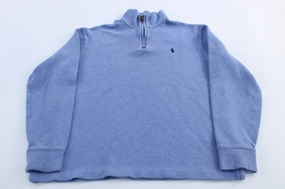 Wrinkle-Resistant Polo Ralph Lauren Embroidered Logo Blue Quarter Zip Sweater