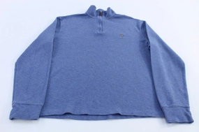 Polo Ralph Lauren Embroidered Logo Blue Quarter Zip Sweater Unisex Apparel Everyday Essentials