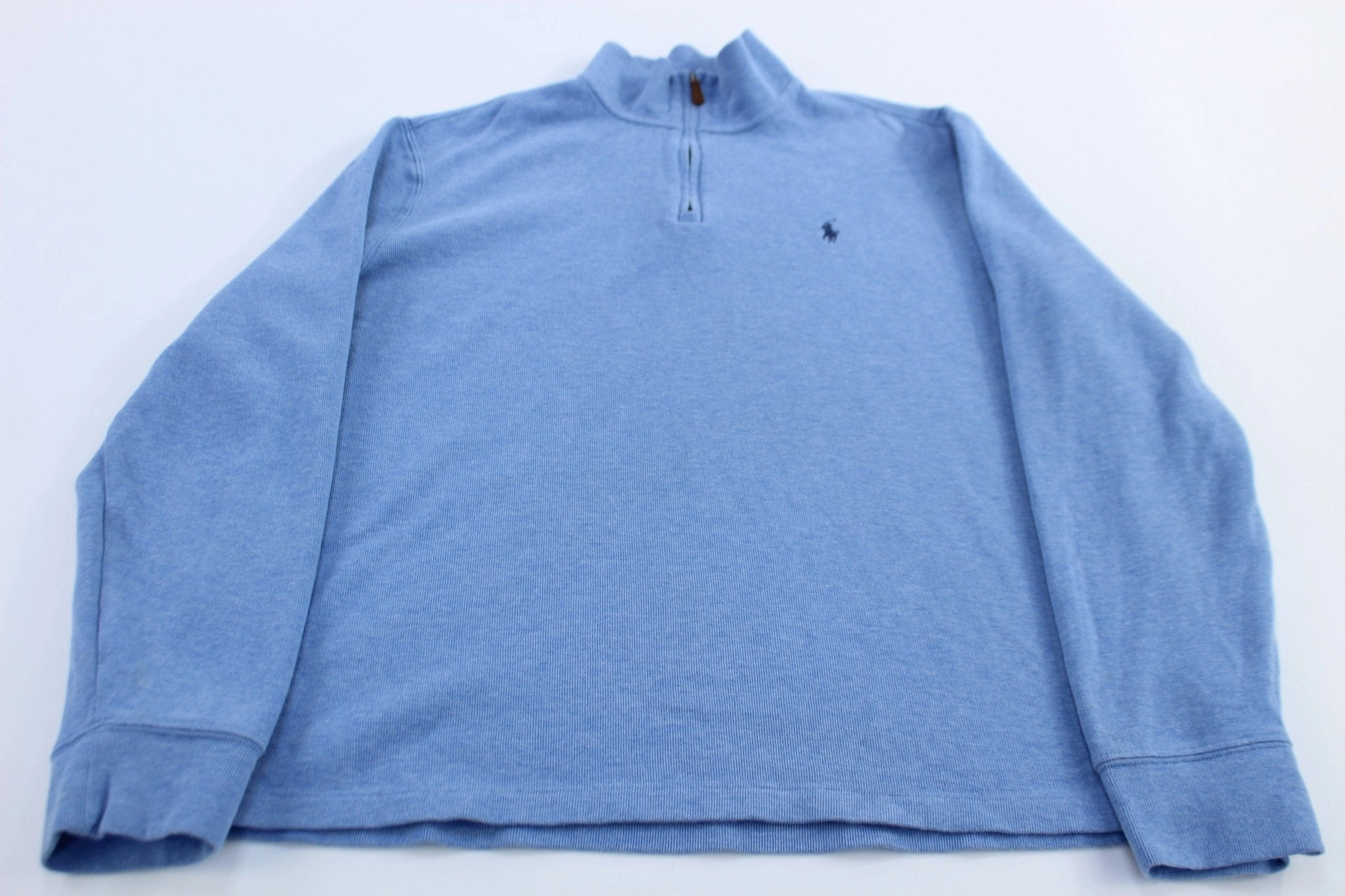 Premium Quality Polo Ralph Lauren Embroidered Logo Blue Quarter Zip Sweater