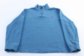 Daily Comfort product gemstone luxury Polo Ralph Lauren Embroidered Logo Blue Quarter Zip Sweater