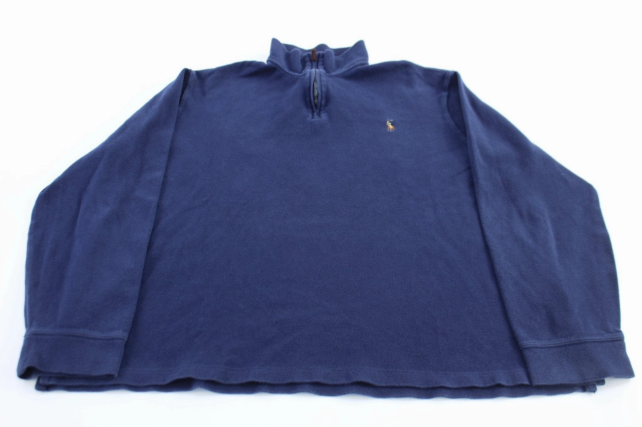Bright Colors Polo Ralph Lauren Embroidered Logo Blue Quarter Zip Sweater
