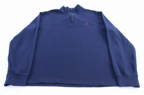 Polo Ralph Lauren Embroidered Logo Blue Quarter Zip Sweater Layer Comfort