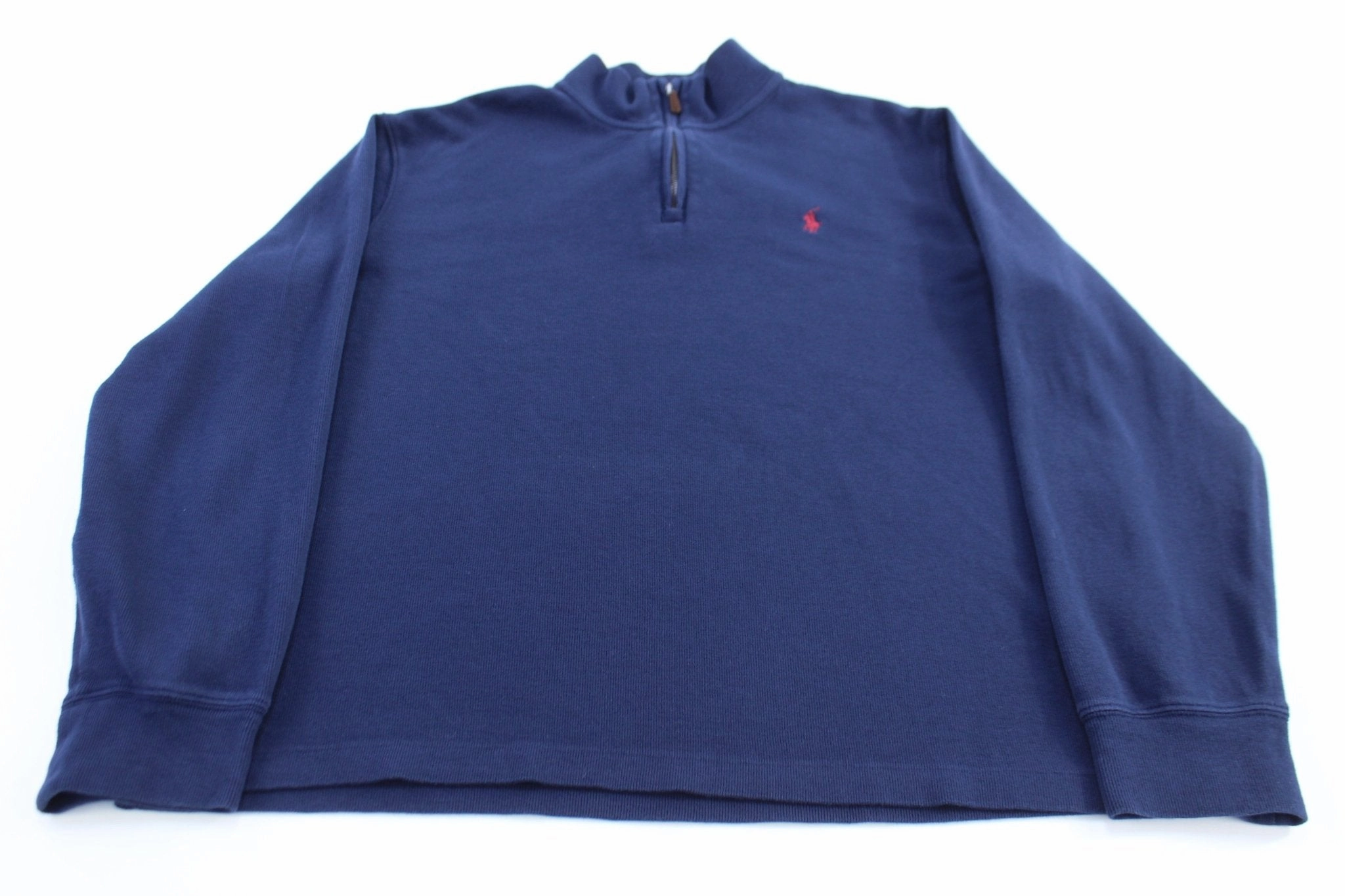 Polo Ralph Lauren Embroidered Logo Blue Quarter Zip Sweater Layer Comfort