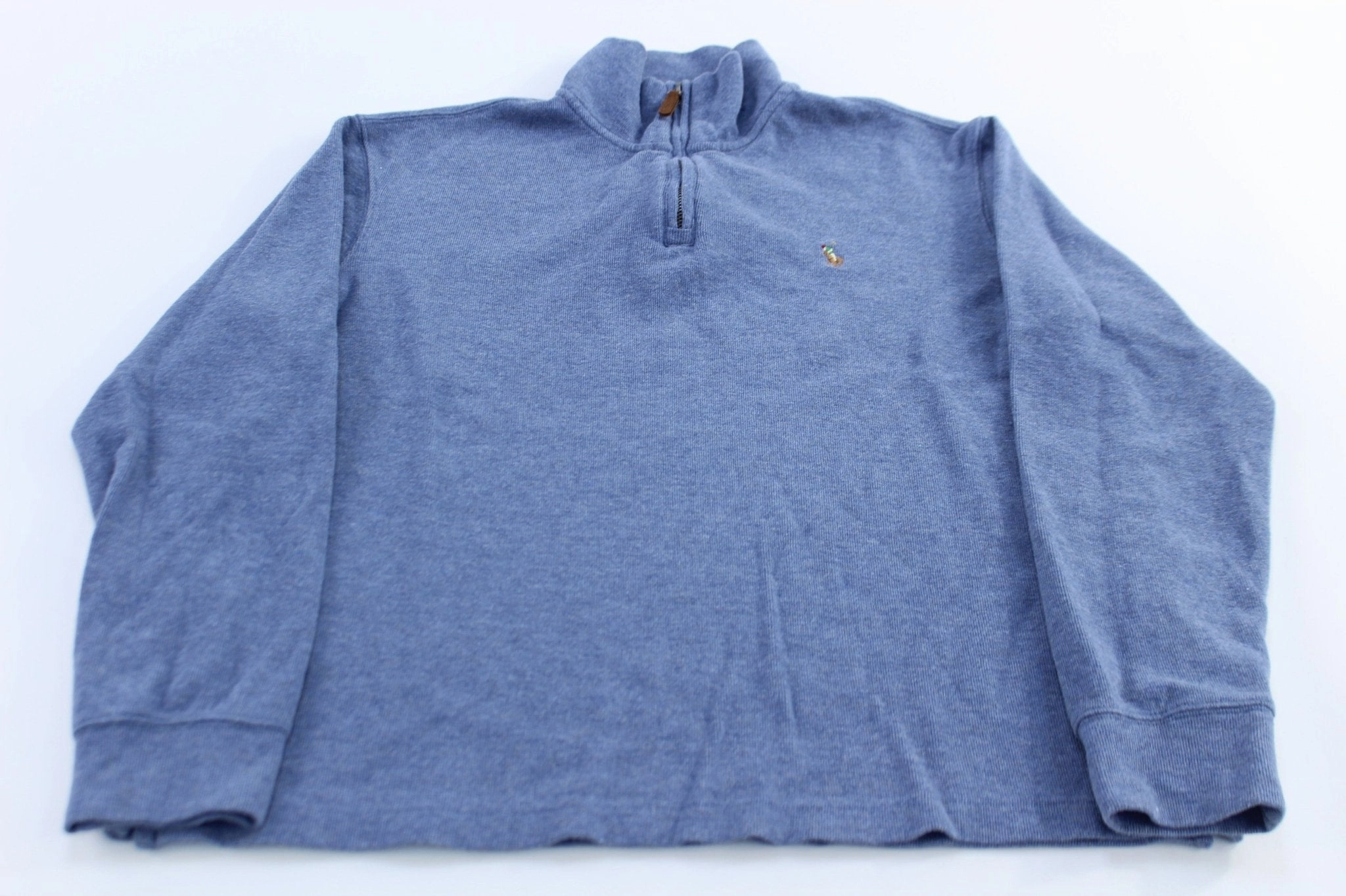 Polo Ralph Lauren Embroidered Logo Blue Quarter Zip Sweater product graduation pride Cuffed Sleeves