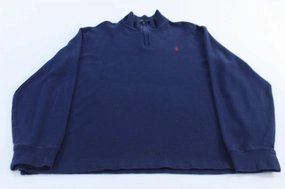 Polo Ralph Lauren Embroidered Logo Blue Quarter Zip Sweater Tweed