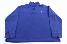 Lightweight Hoodie Stylish Fit Polo Ralph Lauren Embroidered Logo Blue Quarter Zip Sweater