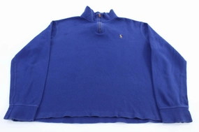Polo Ralph Lauren Embroidered Logo Blue Quarter Zip Sweater Logo Design product eyewear protection