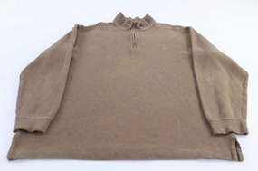 Polo Ralph Lauren Embroidered Logo Brown Quarter Zip Sweater Cozy Chic