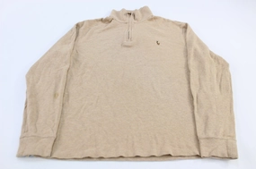 Polo Ralph Lauren Embroidered Logo Cream Quarter Zip Sweater Street Wear Athletic Wear