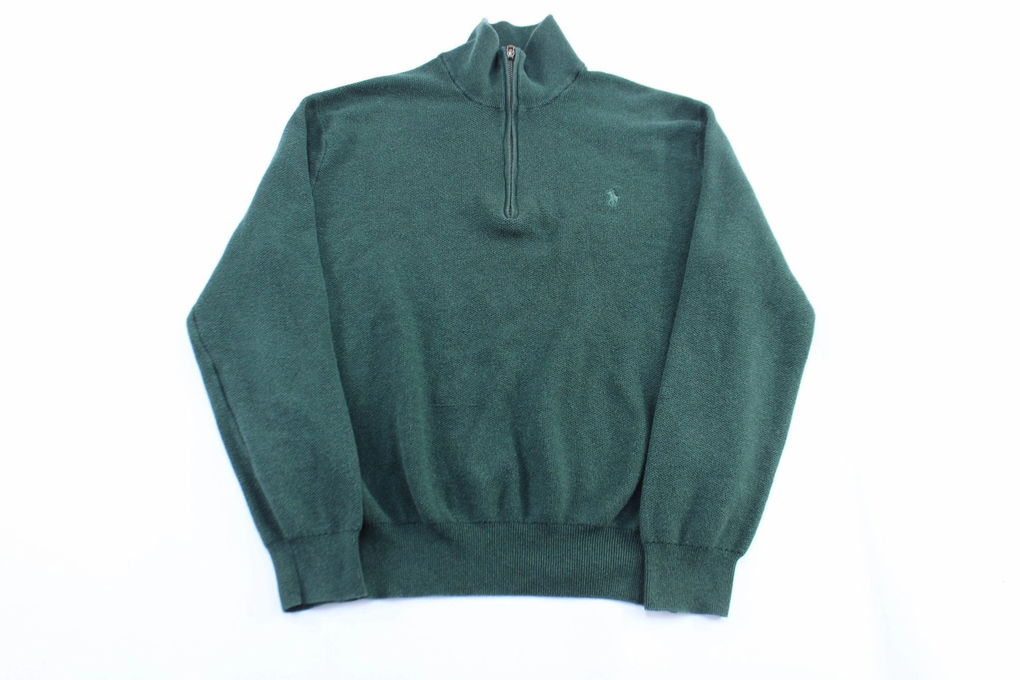brooch accents Effortless Look Polo Ralph Lauren Embroidered Logo Green Pullover Sweater