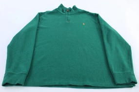 Polo Ralph Lauren Embroidered Logo Green Quarter Zip Sweater Versatile Outfit