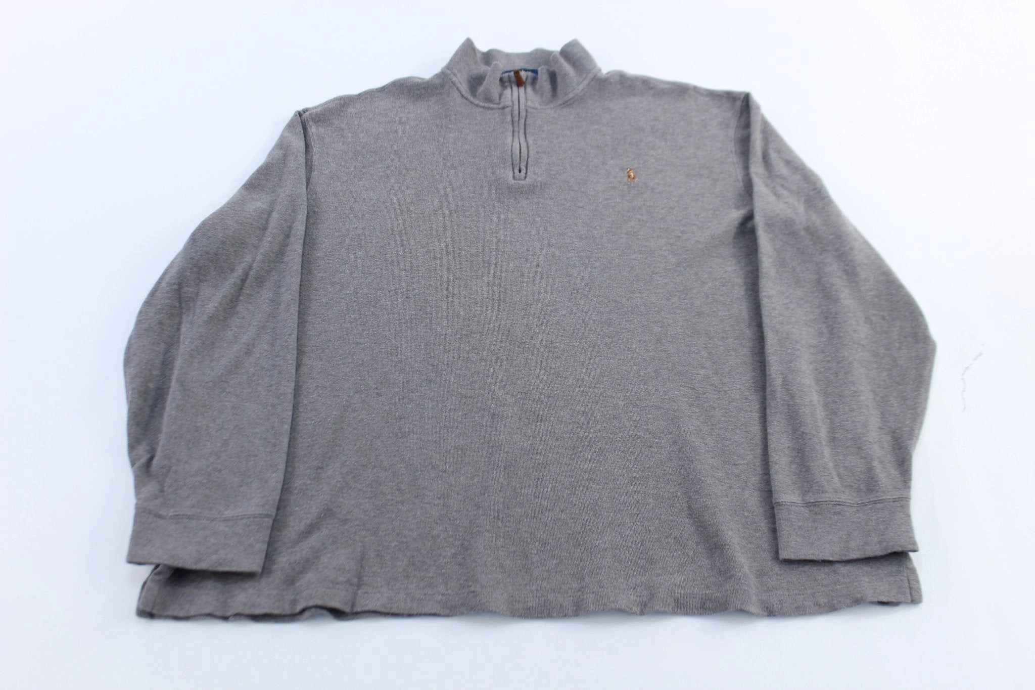 durability test Stylish Polo Ralph Lauren Embroidered Logo Grey Quarter Zip Sweater
