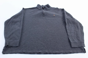 Concert Look Antibacterial Polo Ralph Lauren Embroidered Logo Grey Quarter Zip Sweater