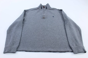 Essential Outerwear Polo Ralph Lauren Embroidered Logo Grey Quarter Zip Sweater