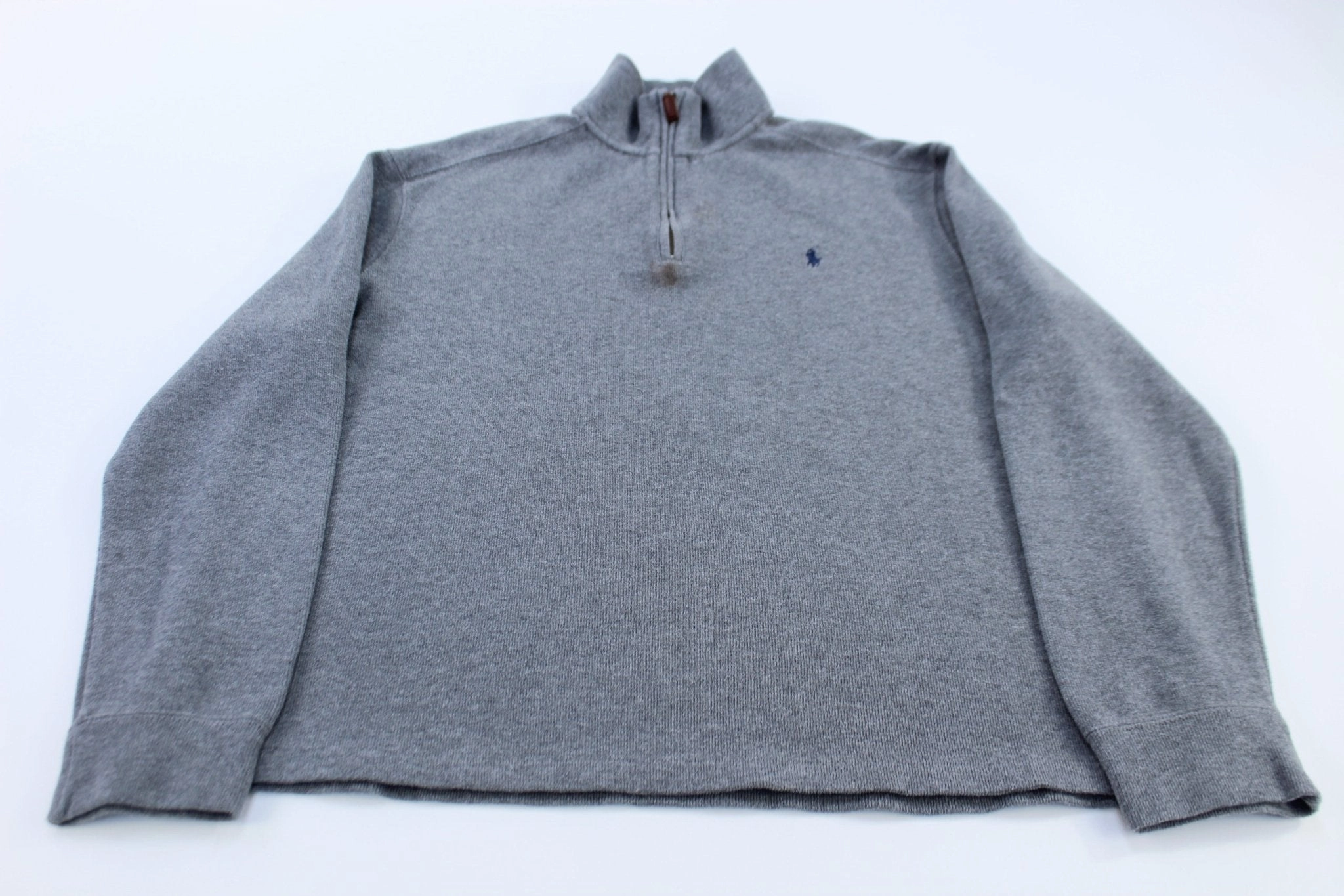 Essential Outerwear Polo Ralph Lauren Embroidered Logo Grey Quarter Zip Sweater