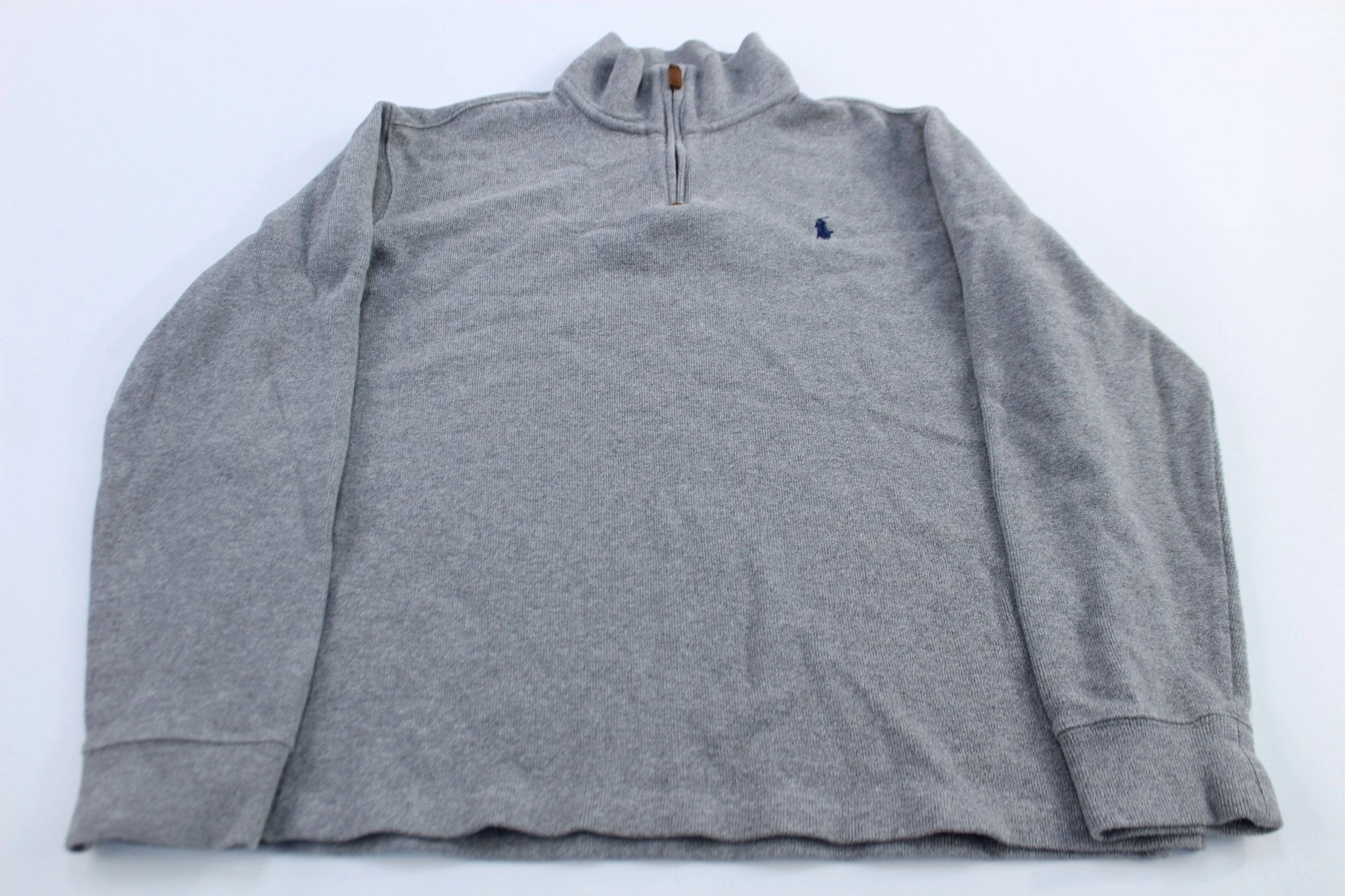 Polo Ralph Lauren Embroidered Logo Grey Quarter Zip Sweater Chill Wear product inventory
