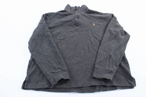 low end Modern Active Polo Ralph Lauren Embroidered Logo Grey Quarter Zip Sweater