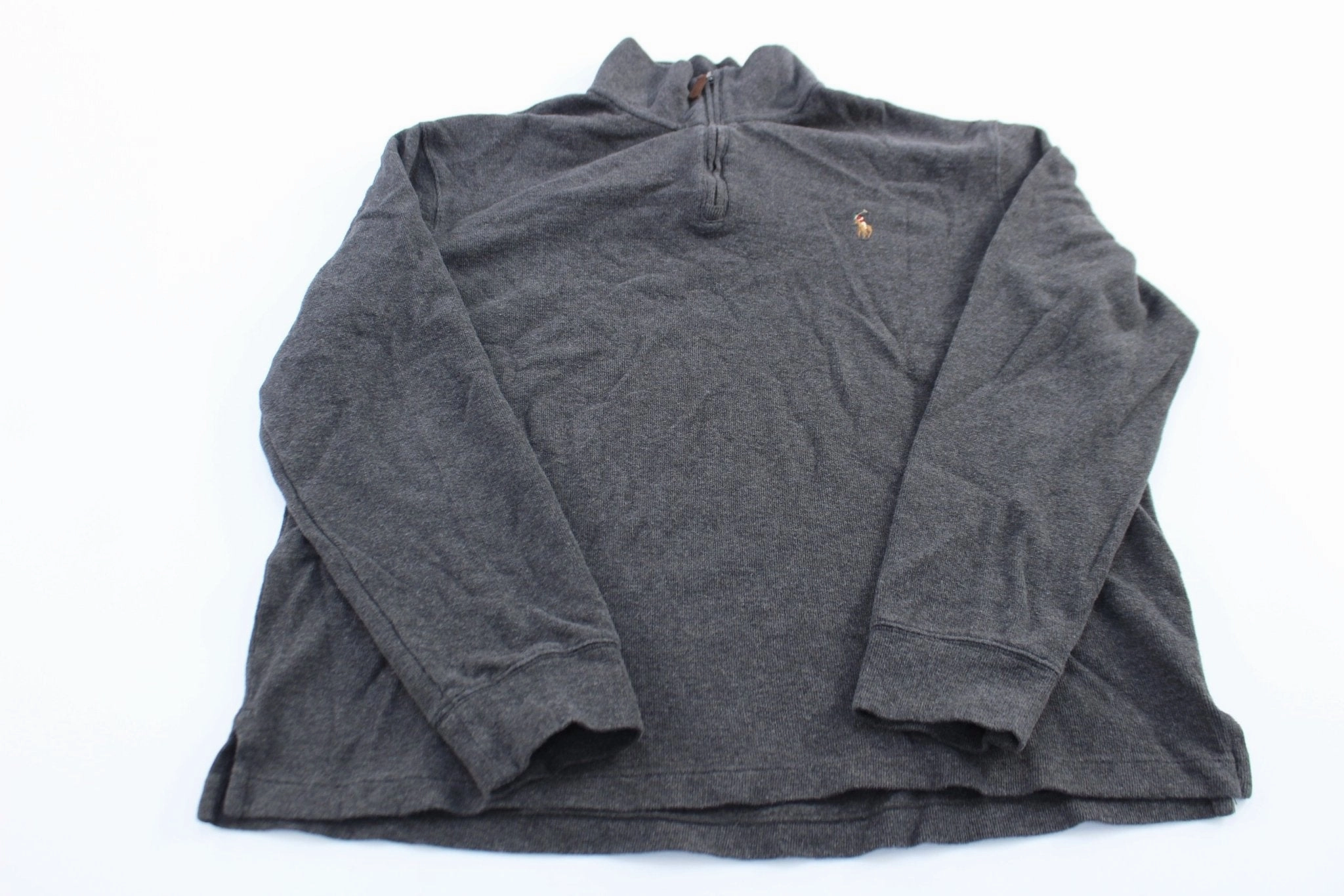 low end Modern Active Polo Ralph Lauren Embroidered Logo Grey Quarter Zip Sweater