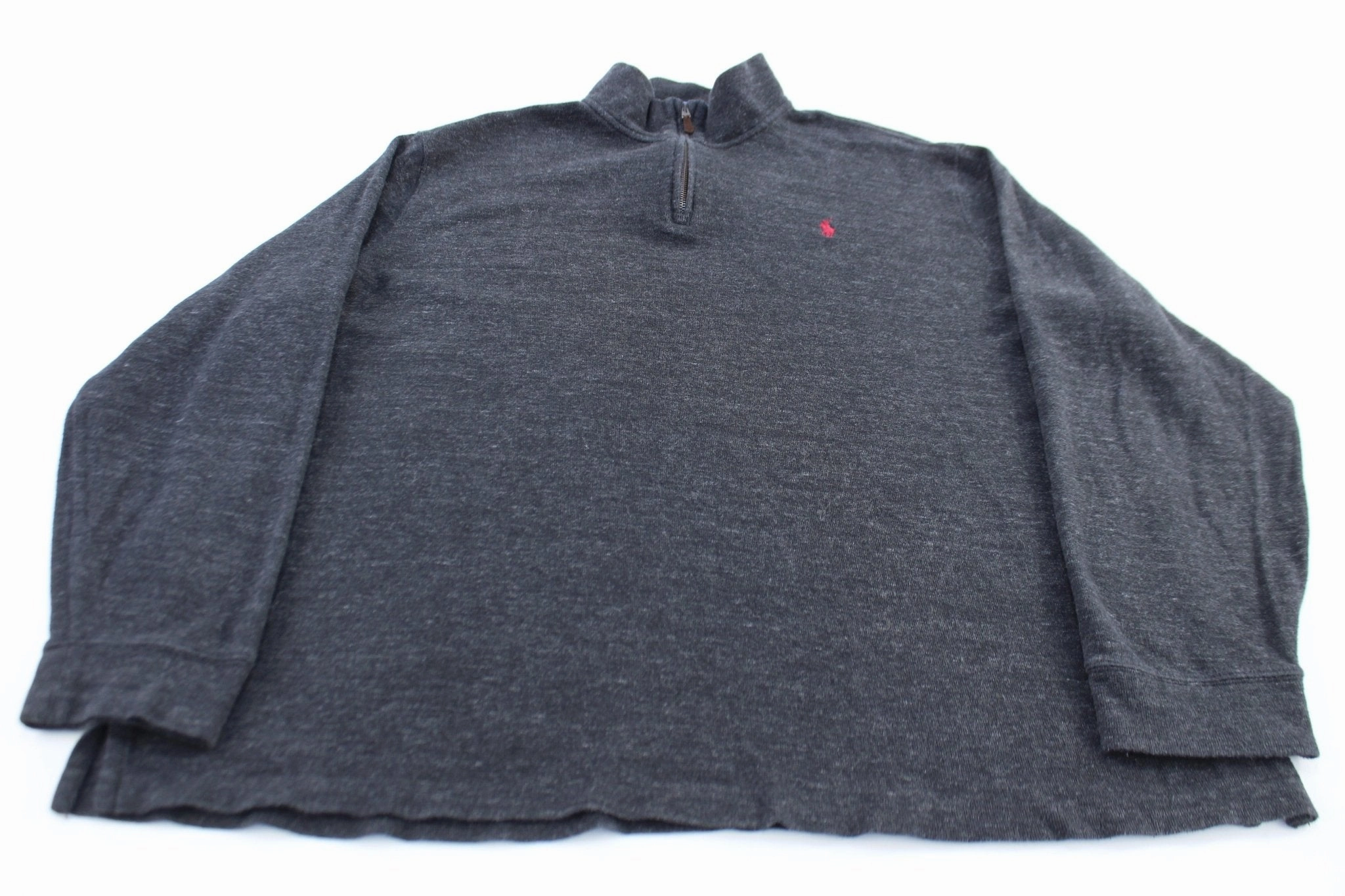 Polo Ralph Lauren Embroidered Logo Grey Quarter Zip Sweater Comfy Apparel Weekend Minimal