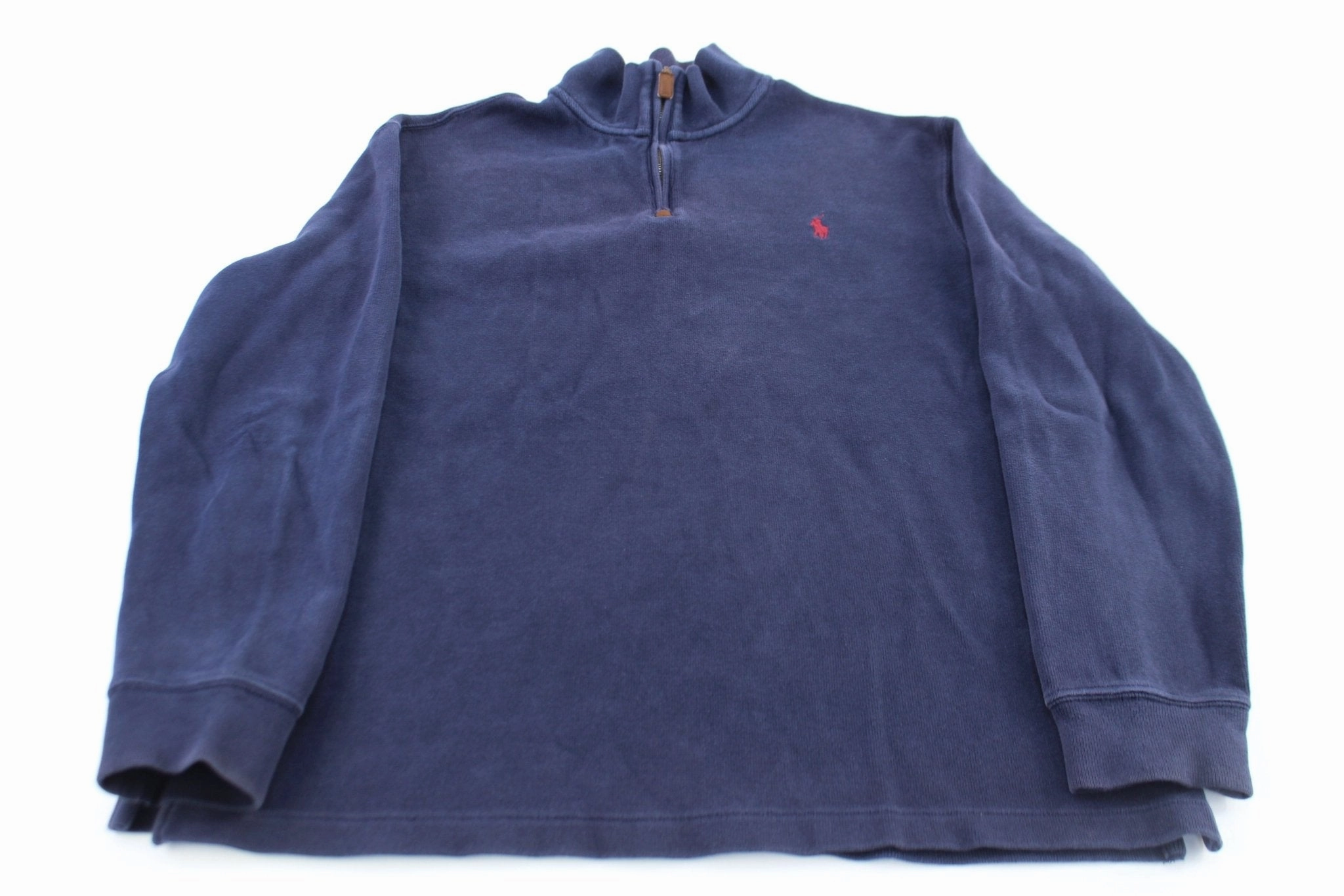 Cold Weather Protection Urban Bold Polo Ralph Lauren Embroidered Logo Navy Blue Quarter Zip Sweater