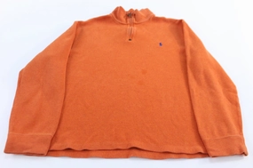 sock accents Polo Ralph Lauren Embroidered Logo Orange Quarter Zip Sweater