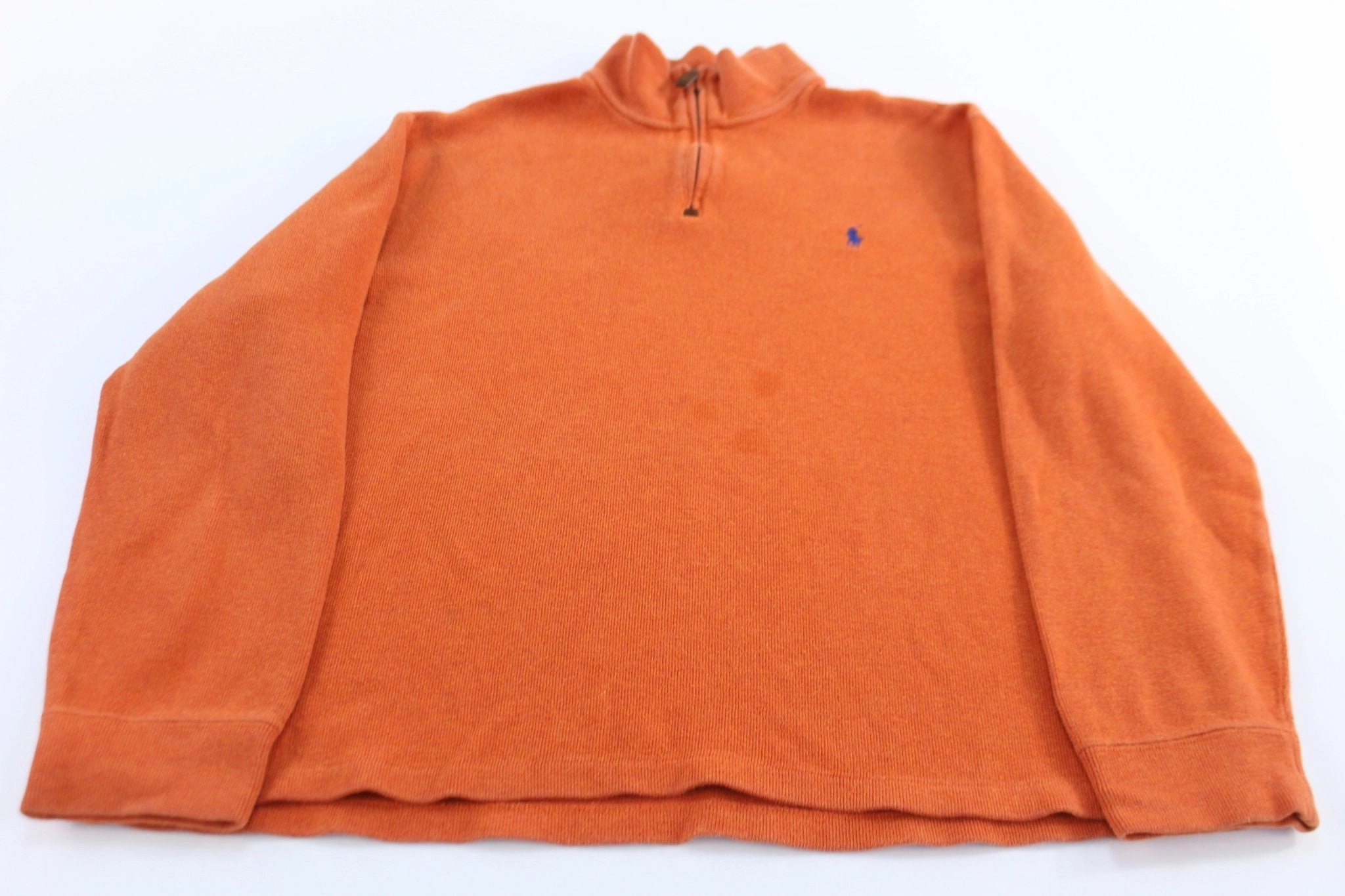 sock accents Polo Ralph Lauren Embroidered Logo Orange Quarter Zip Sweater