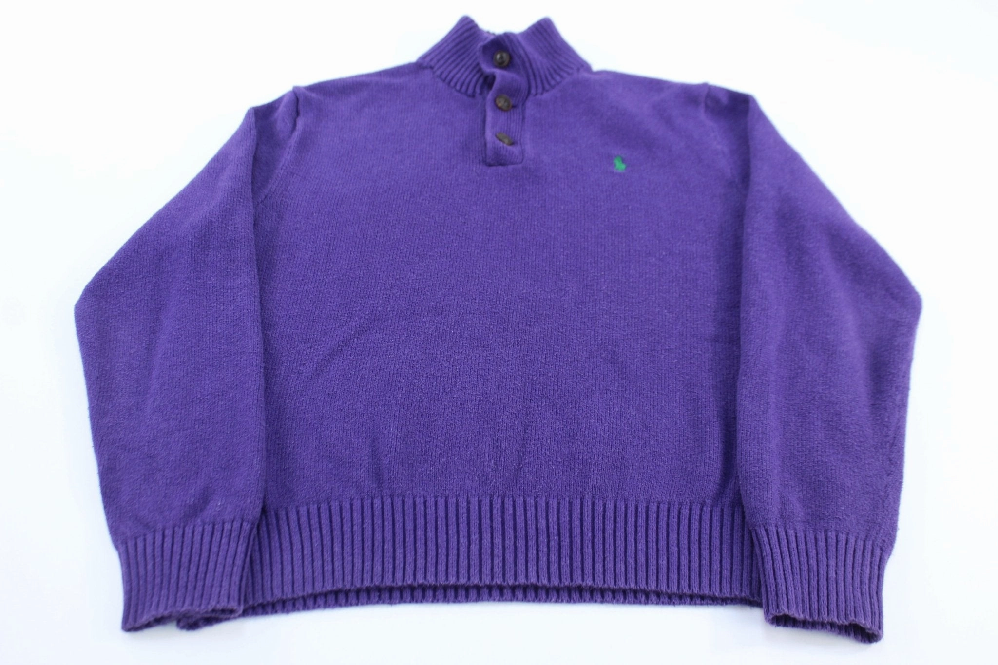 Polo Ralph Lauren Embroidered Logo Purple Pullover Sweater Removable