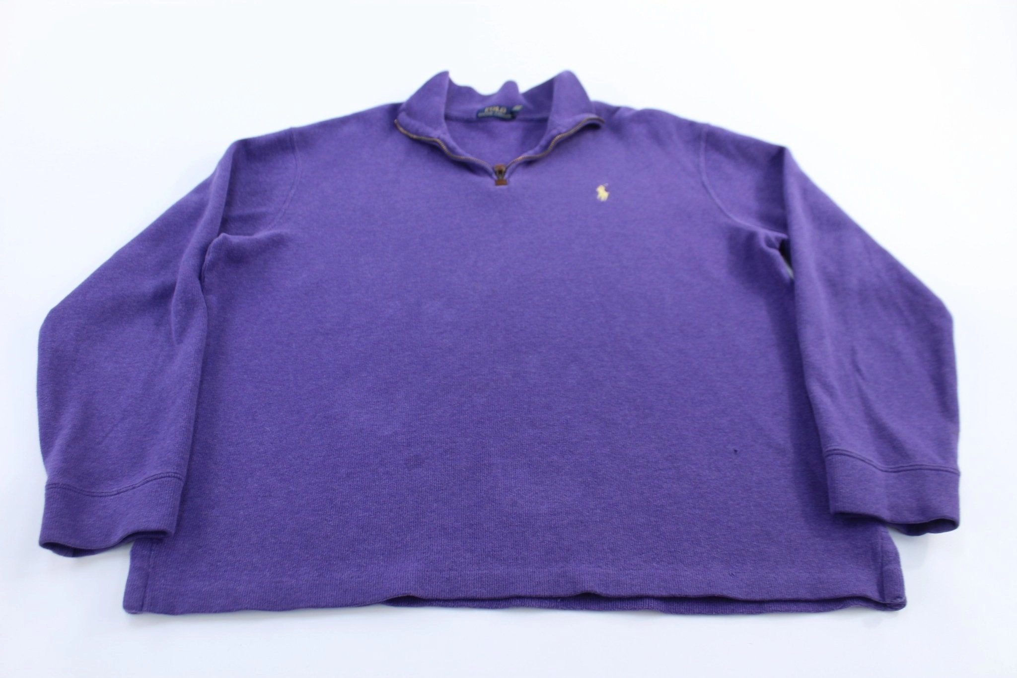 Comfy Wear Polo Ralph Lauren Embroidered Logo Purple Quarter Zip Sweater