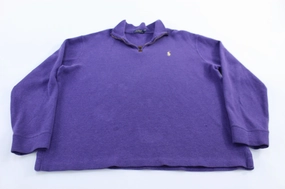 Comfy Wear Polo Ralph Lauren Embroidered Logo Purple Quarter Zip Sweater