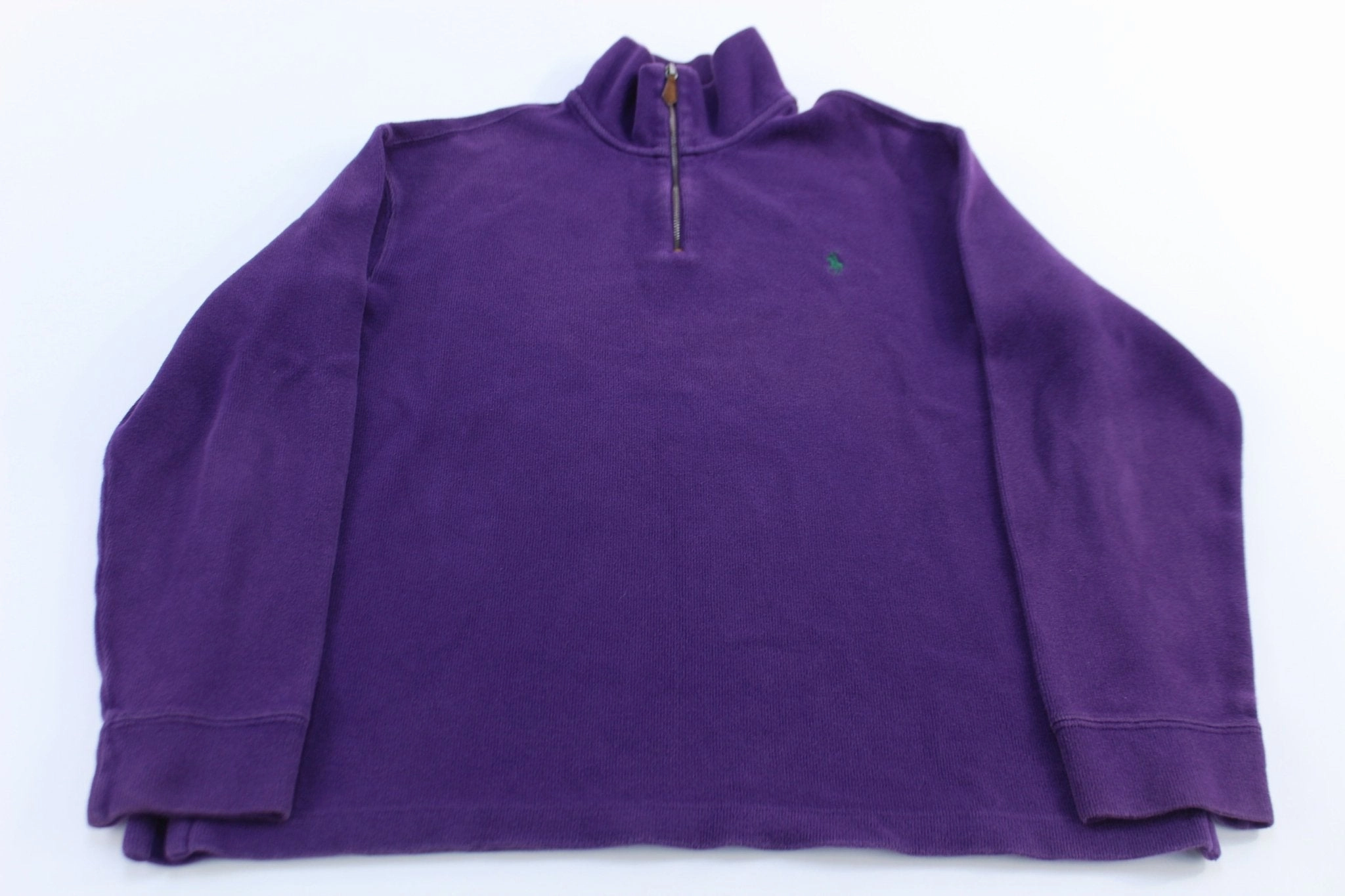 good for rainy days Unisex Polo Ralph Lauren Embroidered Logo Purple Quarter Zip Sweater