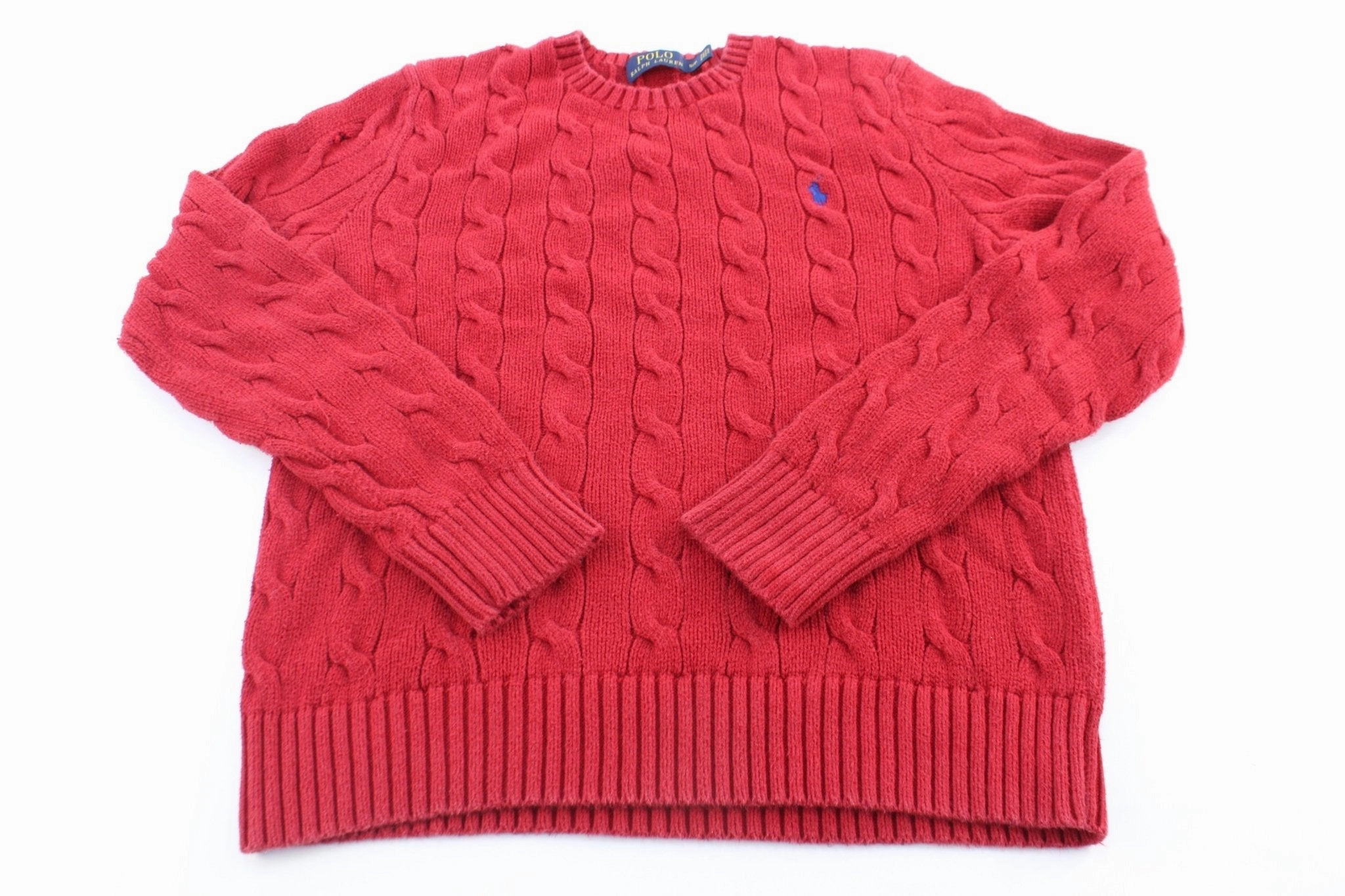 product business casual sophistication Cozy Vibe Polo Ralph Lauren Embroidered Logo Red Cable Knit Sweater