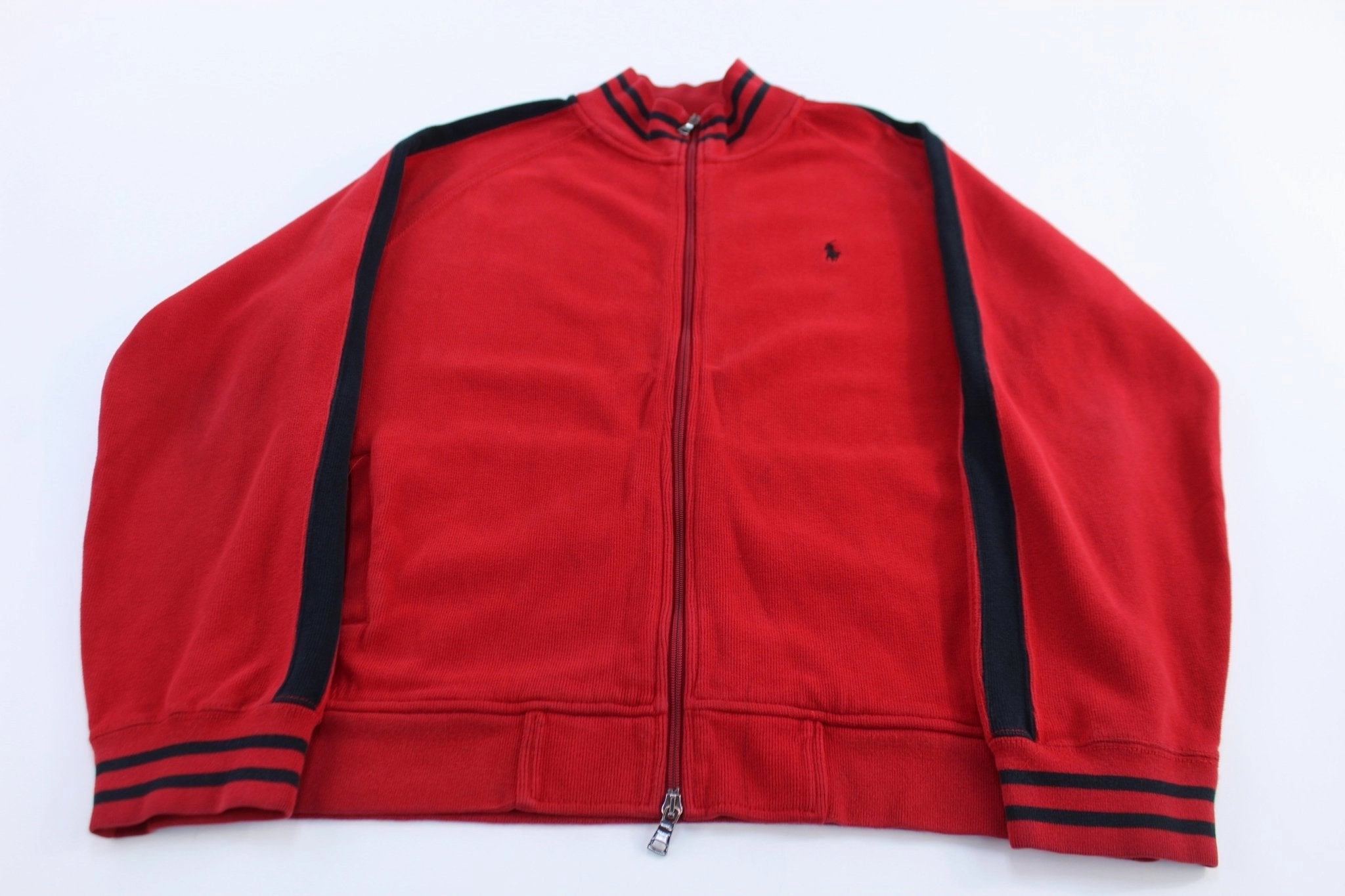 Polo Ralph Lauren Embroidered Logo Red Full Zip Sweater Quick-Dry Tech