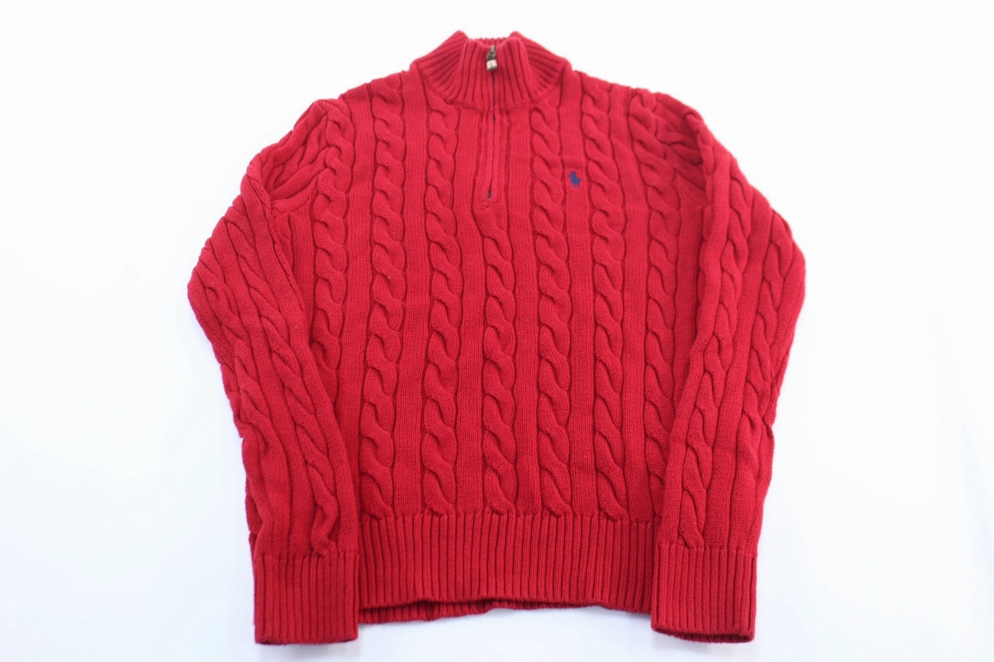 product metallic glamour Polo Ralph Lauren Embroidered Logo Red Pullover Knit Sweater
