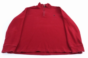 pearl accents Polo Ralph Lauren Embroidered Logo Red Quarter Zip Sweater