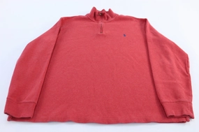 Comfort Hoodie Urban Chic Polo Ralph Lauren Embroidered Logo Red Quarter Zip Sweater