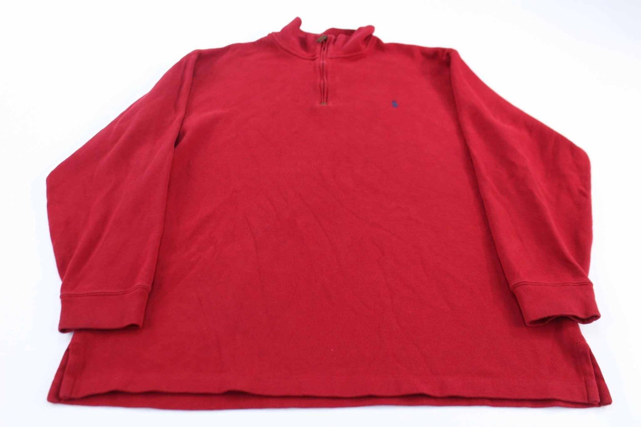 Polo Ralph Lauren Embroidered Logo Red Quarter Zip Sweater Warm Look product semi formal grace
