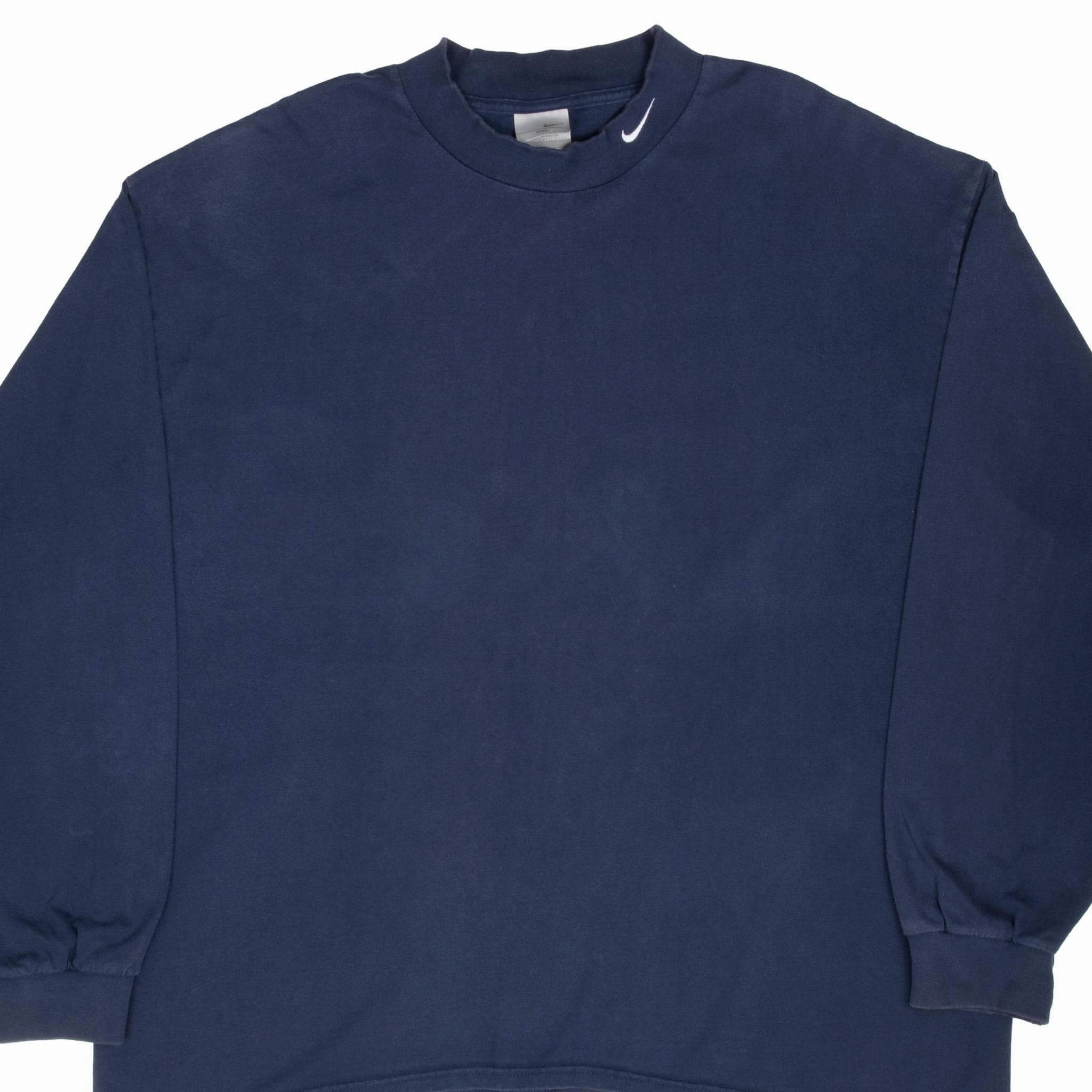 VINTAGE NIKE NAVY BLUE LONG SLEEVE TURTLE NECK TEE SHIRT 2000S 2XL All Day Comfort Light and Comfortable