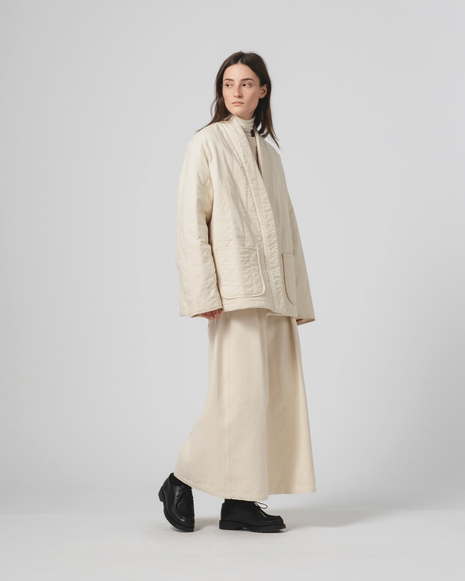 Edo Jacket Quilted Cotton Ecru Negotiate Hairspray