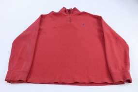 product water resistant protection Polo Ralph Lauren Embroidered Logo Red Quarter Zip Sweater