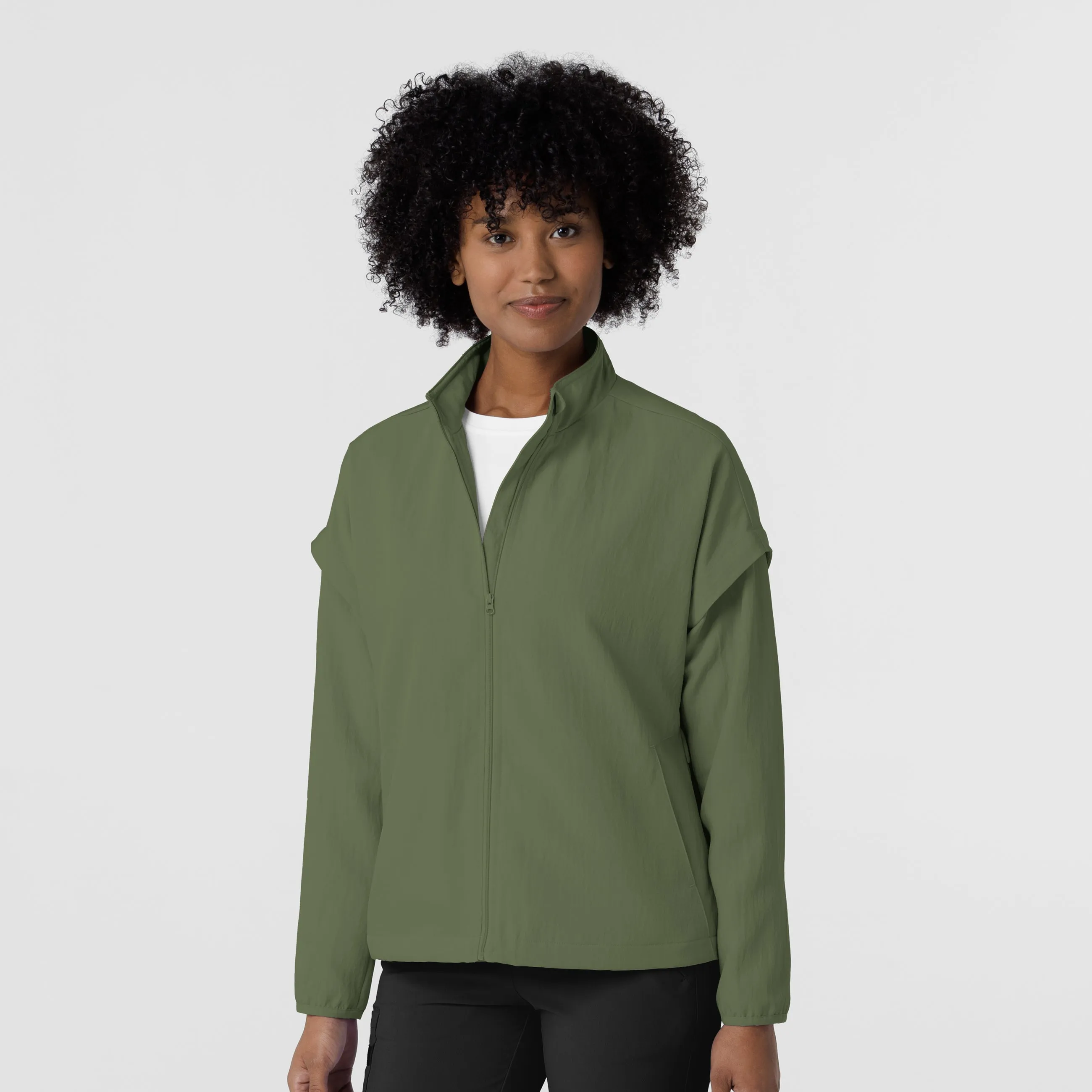Anti Fade Technology Airflow Weave Pattern Women's BreezeBreaker Scrub Jacket - Olive