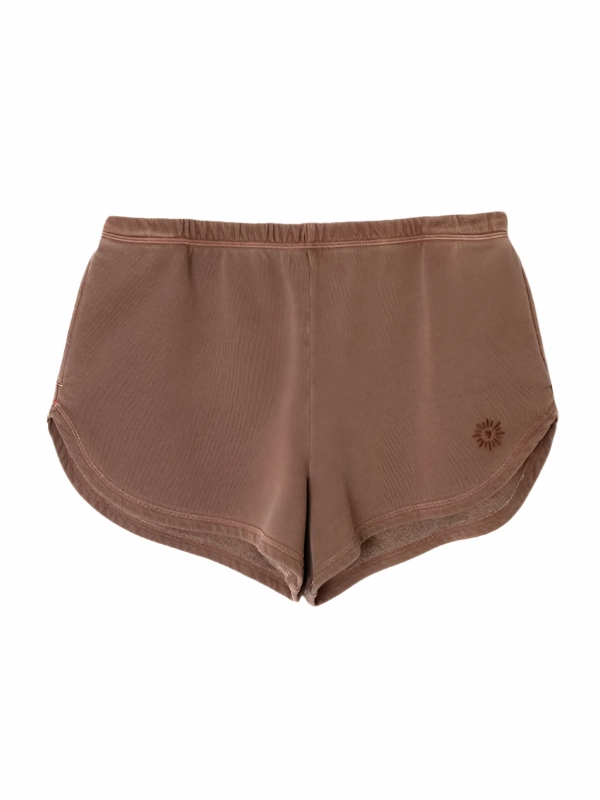 Hub Short in Pecan Lightweight Fabric Wide Hem Detail